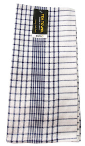 XL Cotton Tea Towel Blue/ White Check 55x75cm