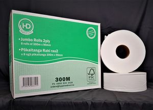 Products: HD Jumbo Toilet Rolls 2ply 300mtr x 8 rolls non-perforated