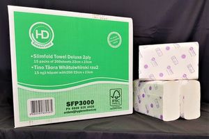 Folded Paper Towels: HD Slimfold Towel Deluxe 2ply 200shts x 15pk