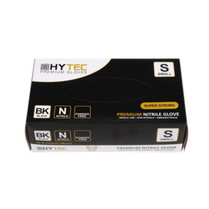 Products: Hytec Black Nitrile Gloves, Powder Free - S, M, L, XL, XXL, 100 Gloves or 90 Gloves/Pack