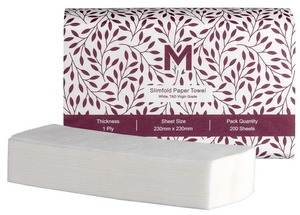 Luxury TAD Slimfold Paper Towel 1 Ply White - 200 Sheets/Pack, Carton of 20 Packs