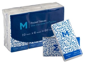 Facial Tissues: Tissue Pocket Packs 1/12 Fold White, 4 Ply, 10 Sheets, Carton of 288 Packs