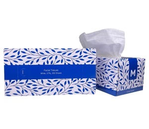 Facial Tissues: Flat Facial Tissues - White, 2 Ply, 200 Sheets/Pack, Carton of 24 Packs