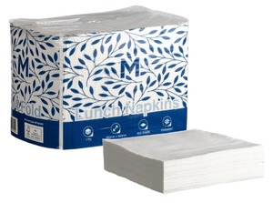 Kitchen Towels: Lunch Napkins 1 Ply 1/4 Fold White, Brown - 500 Napkins/Pack, Carton of 6 Packs
