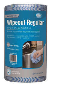 Wiping Cloths: Sorb-X Wipeout Regular Duty Cloth - Green, Red, Blue, 300mm x 450mm x 65m, 144 Sheets, Carton of 4 Rolls
