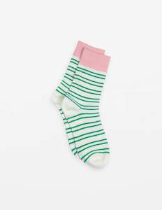 Accessories: Socks | White Green Stripe