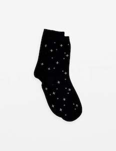 Accessories: Socks | Black Mini Silver Stars