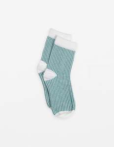 Socks | White Green Grid