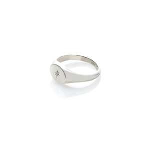 Sale: Guiding Star Signet Ring | Silver/White Topaz