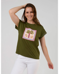 Tees: Cuff Tee | Khaki Palm
