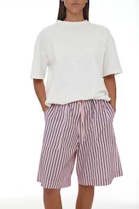 Ricochet: Linley Short | Light Pink/Plum Stripe