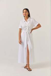 Godet Shirt Dress | White