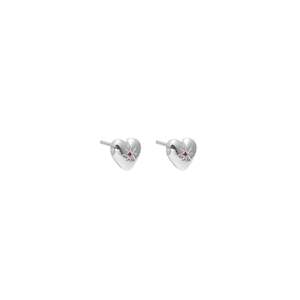 Petite Puffed Heart Studs | Ruby/Silver