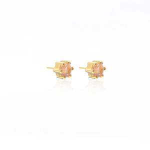 Silk Steel: Harmony Stud Earrings | Rose Quartz/Gold