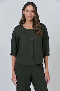 Naturals: Liz Button Through Top | Liquorice