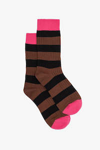 Choco Stripe & Pink Sock