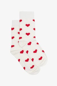 Antler: Heart Sock | Cream/Red