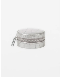 Stella Gemma: Jewellery Box Small Round | Silver Croc