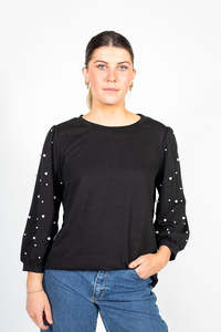 Tops Shirts: Midnight Sweater | Black With Pearls