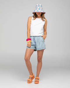 Scarfs Hats 1: Bucket Hat-Wide Brim | Emillia Blue/White