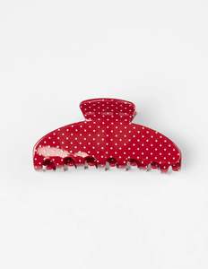Hair Claw | Red With Mini White Dot