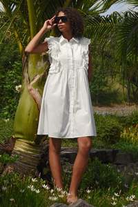 Ruffle Around The Edges Dress | White