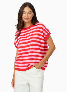 Knitwear: Gwen Tee | Pink/Red Stripe