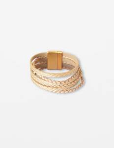 Jewellery: Bracelet | Gold/Beige Plaits