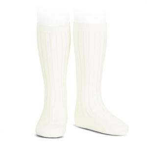 Condor: CONDOR Basuc Rib Knee High Socks(200) White