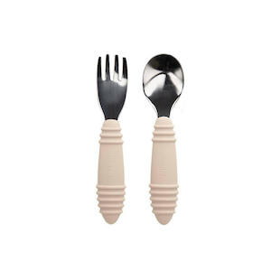 Bowls Utensils: Bumkins Spoon and Fork - Sand