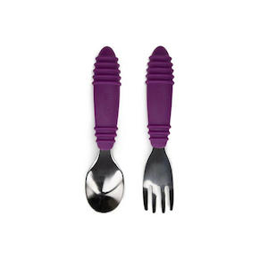 Bowls Utensils: Bumkins Spoon and Fork - Purple