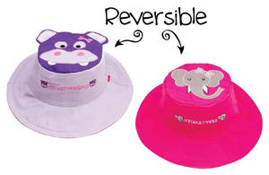 Reversible Kids Sun Hat- Hippo/Elephant (Small Size)