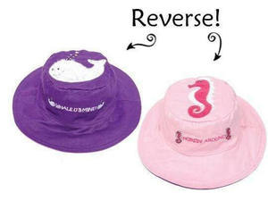 Flapjacks Hats: Reversible Kids Sun Hat - Seahorse/Whale