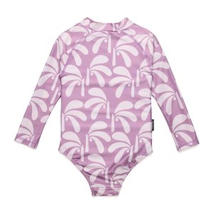 Crywolf Long Sleeve Swimsuit - Lilac Palms