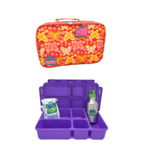 Lunch Time: Go Green Lunch Box Set - Butterfly Bash (Purple Lunchbox + insulated bag + drink bottle + ice pack)