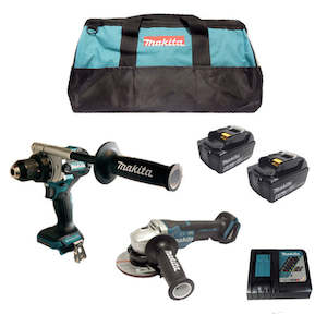 Makita: #Makita Twin Kit Hammer Drill Driver + Grinder 18v Brushless