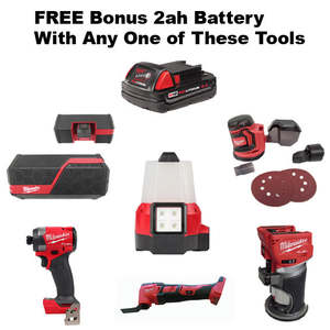 Milwaukee: Milwaukee FREE 2AH Battery M18 Tool Special