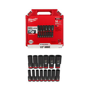 Milwaukee: Milwaukee 6 Point Socket Set 14PC 1/2" Drive Metric Deep