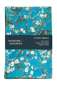 Serviettes: Almond Branches Cotton Napkin Set of 4