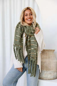 Scarves: Khaki Scarf Soft Lux