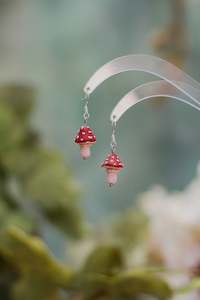 Earrings: Toadstool handcrafted Earrings