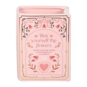 Vase: Pink Book Shaped Ceramic Vase