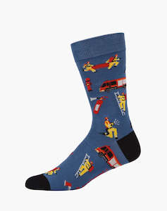 M Fire Fighter Blue Bamboo Sock
