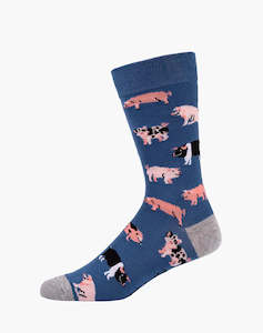 Mens Bamboo Socks: M Oink Bamboo Denim Sock