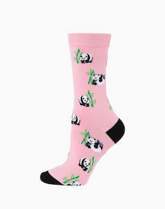 Womans Bamboo Socks: W Panda Pink Bamboo Sock