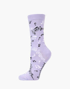 Womans Bamboo Socks: W Music Maestro Lilac Bamboo Sock