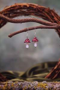 Fabel Flora All: Scarlet Toadstool Handcrafted Earrings