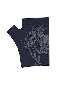 Fingerless Merino Gloves: Hobo Length Ink Peony Lead