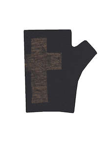 Fingerless Merino Gloves: Hobo Length Glove Black Cross