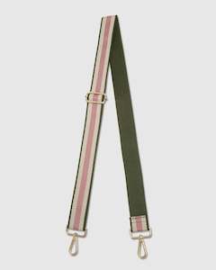 Bag Straps: Stripe Webbing Guitar Strap Pink/Khaki